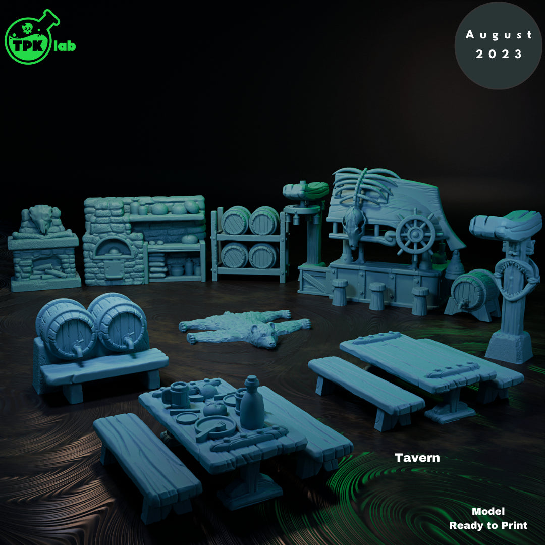Tavern Terrain | Tabletop Gaming Mini | TPKLab - Tattles Told 3D