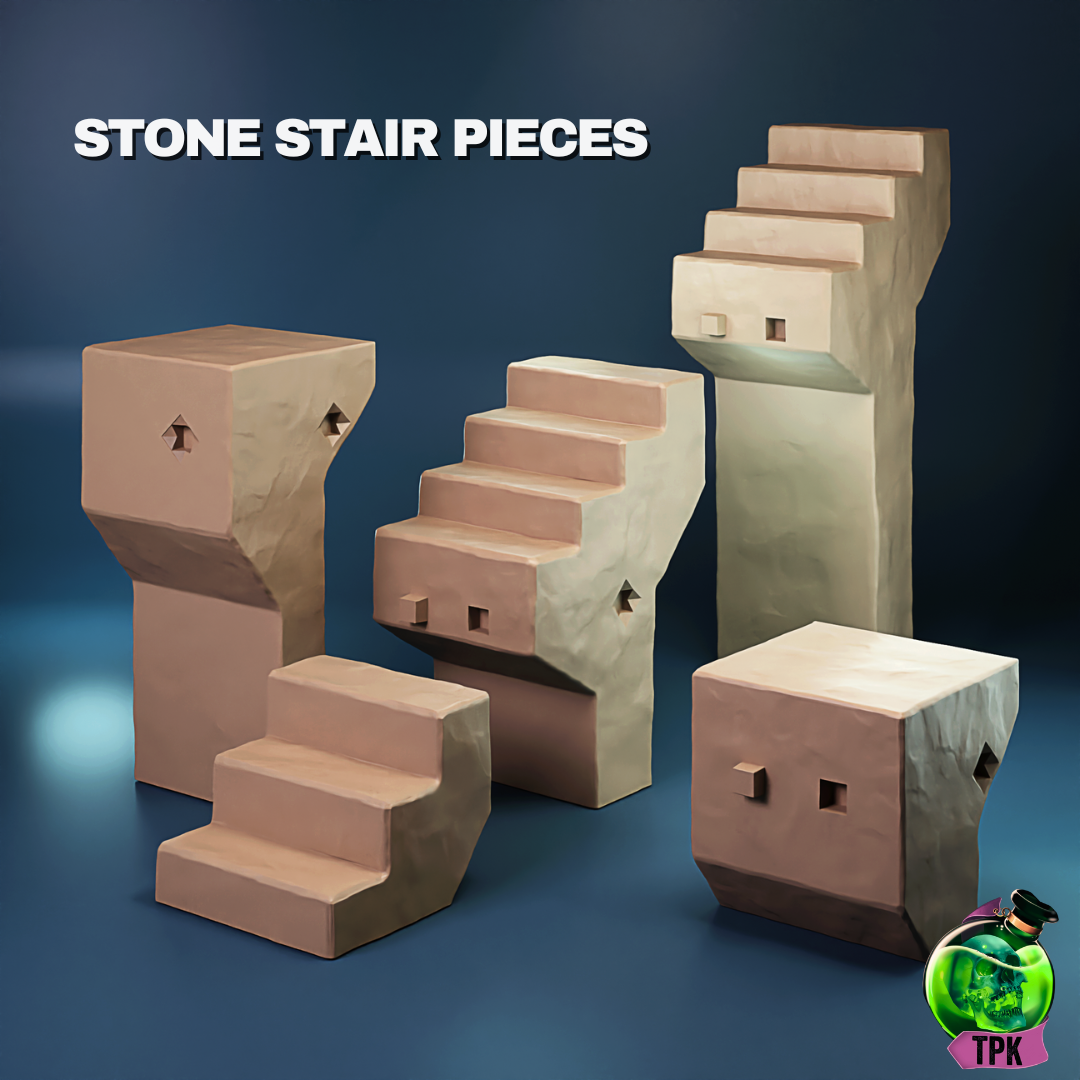 Stone Stairs Modular Terrain | Tabletop Gaming Mini | TPKLab - Tattles Told 3D
