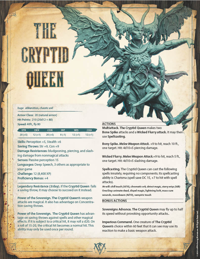 Cryptid Queen | Mini or Bust | Monster Miniature Statue | Witchsong Miniatures