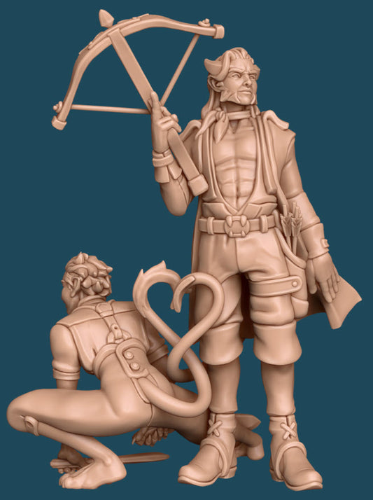 Marsh, a Tiefling Demon Hunter | TTRPG D&D Miniature | Awkward Penguin Minis