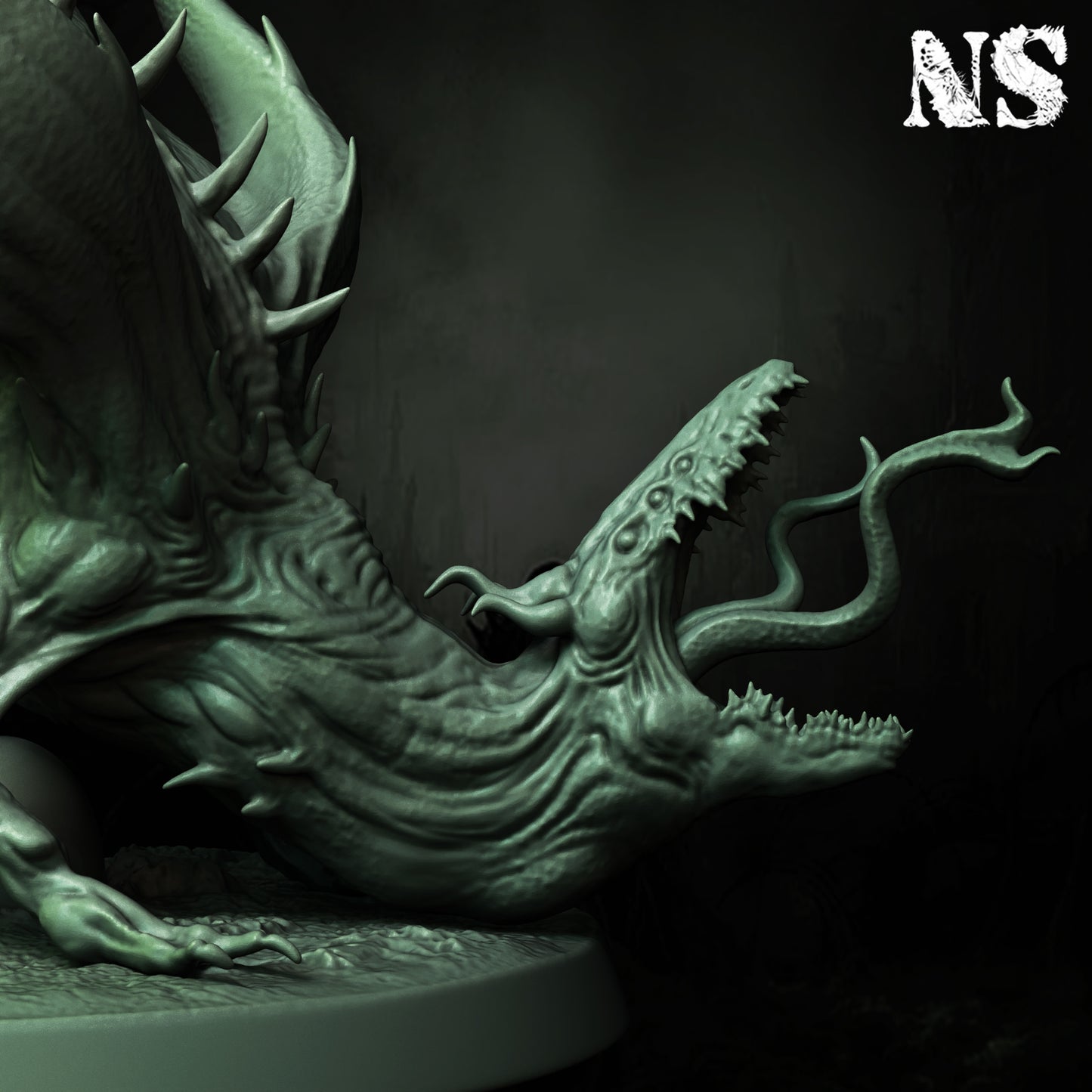 Detailed miniature of Byakhees, Lovecraft Elder God from D&D Cosmic Horror, by Tattles Told 3D, showing intricate sculpt and monstrous features.