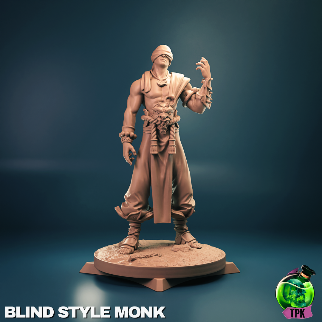 Blind Style Monk | Tabletop Gaming Mini | TPKLab - Tattles Told 3D