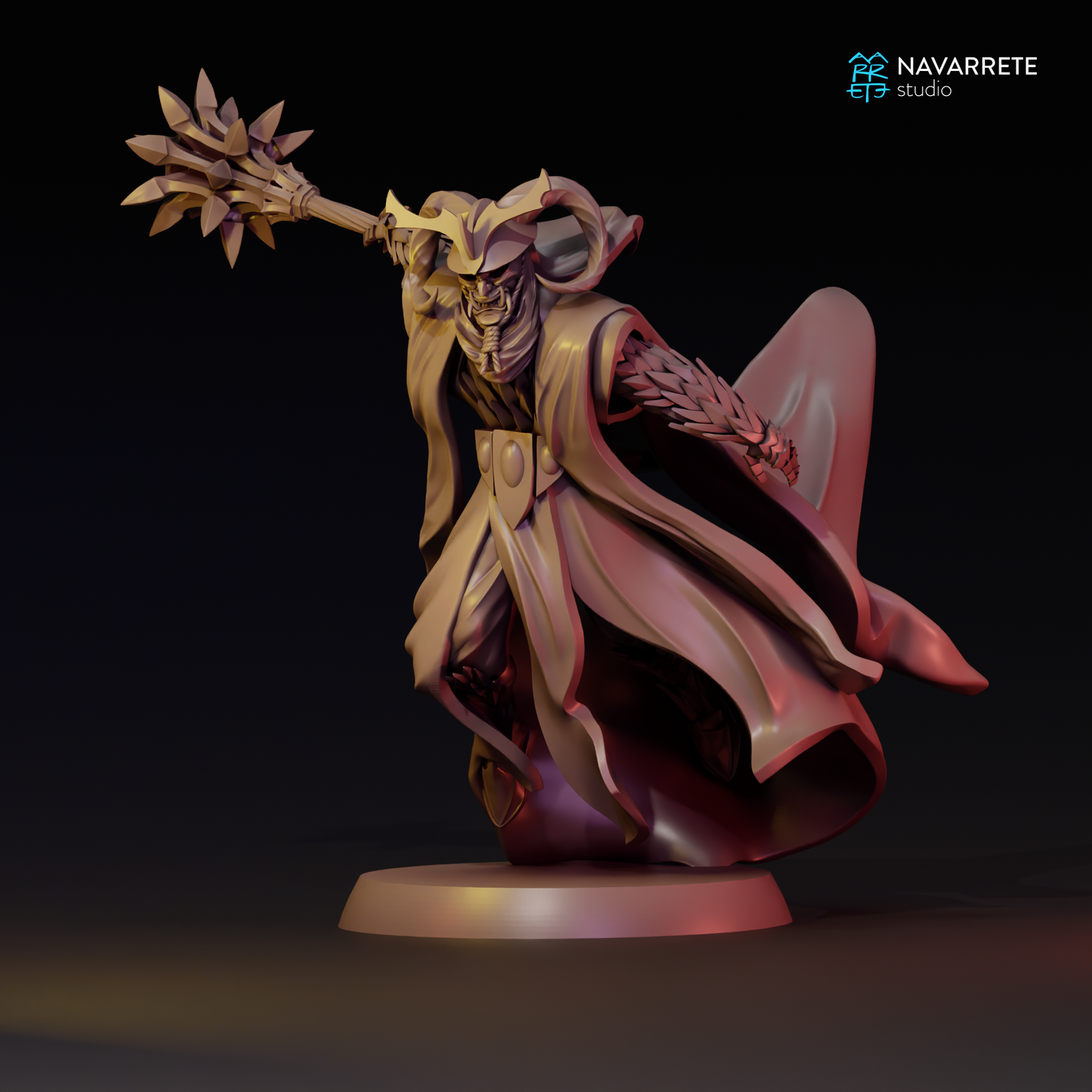 Detailed image of The Oriental King miniature from Navarrete Studio by Tattles Told 3D, showcasing intricate design and painting details.