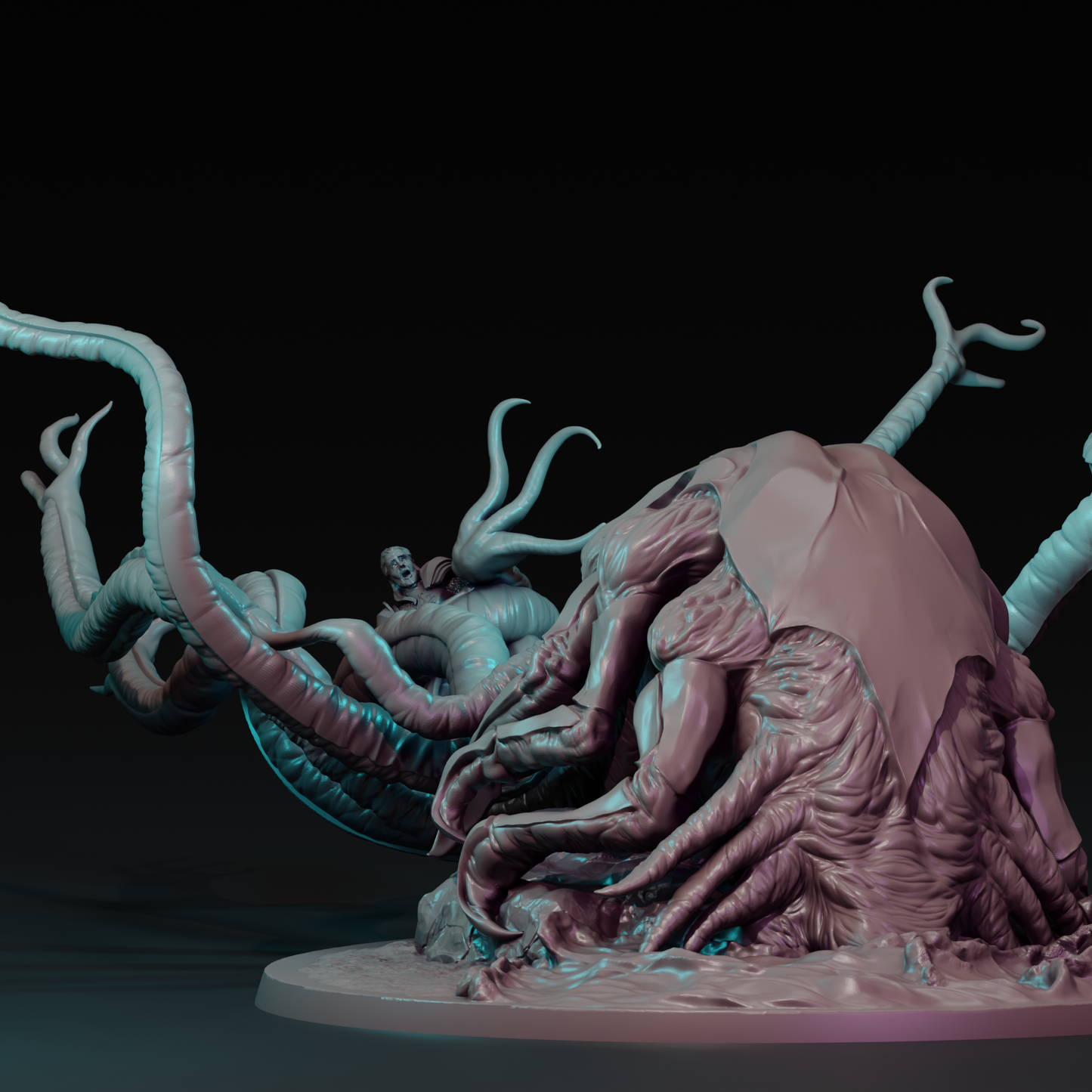 Deepborn Horror tabletop gaming miniature by Tattles Told 3D, featuring detailed sculpt of a monstrous creature with menacing features.