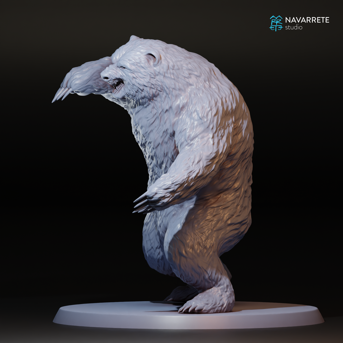 Detailed image of a Drimreon Lord of the Wild Men bear miniature by Tattles Told 3D for tabletop gaming, featuring rugged bear details.