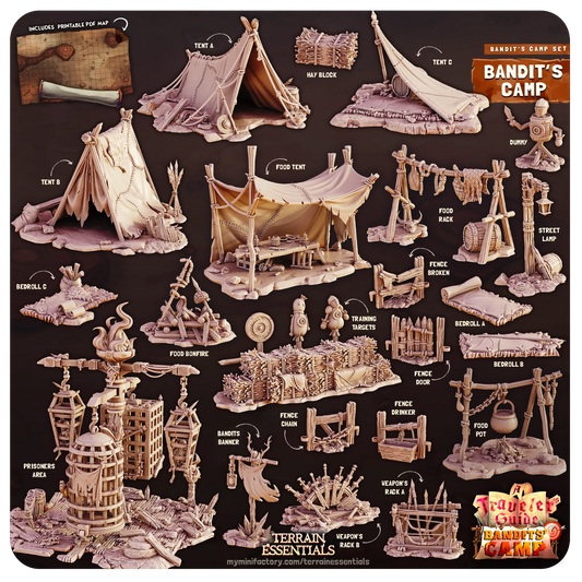 Bandit Camp Set | D&D TTRPG Dollhouse Scatter Miniature | Terrain Essentials