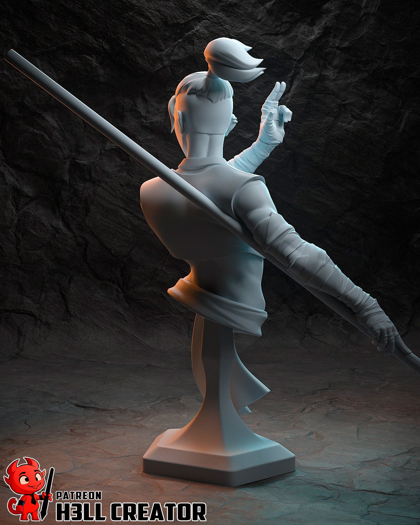 Resin garage kit figure of Agile Combat Monk by Tattles Told 3D, featuring detailed craftsmanship and dynamic pose.