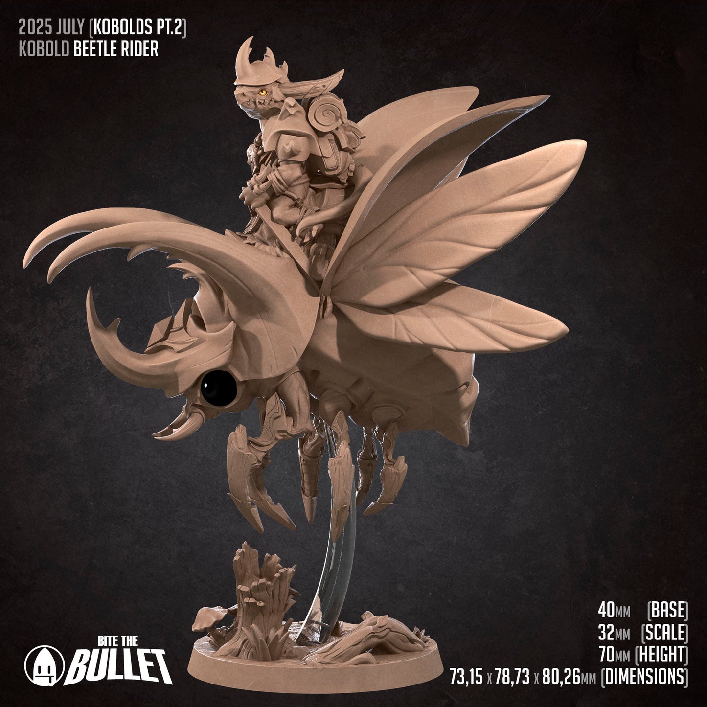 Kobold Beetle Rider | D&D TTRPG Miniature | Bite the Bullet