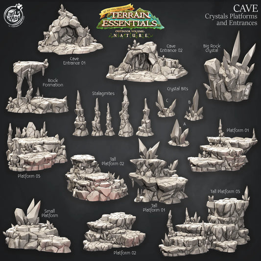 Cave Terrain Set | TTRPG Scatter Diorama Dollhouse Miniature | Terrain Essentials