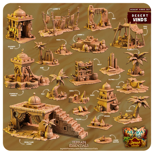Desert Winds Set | TTRPG Scatter Diorama Dollhouse Miniature | Terrain Essentials