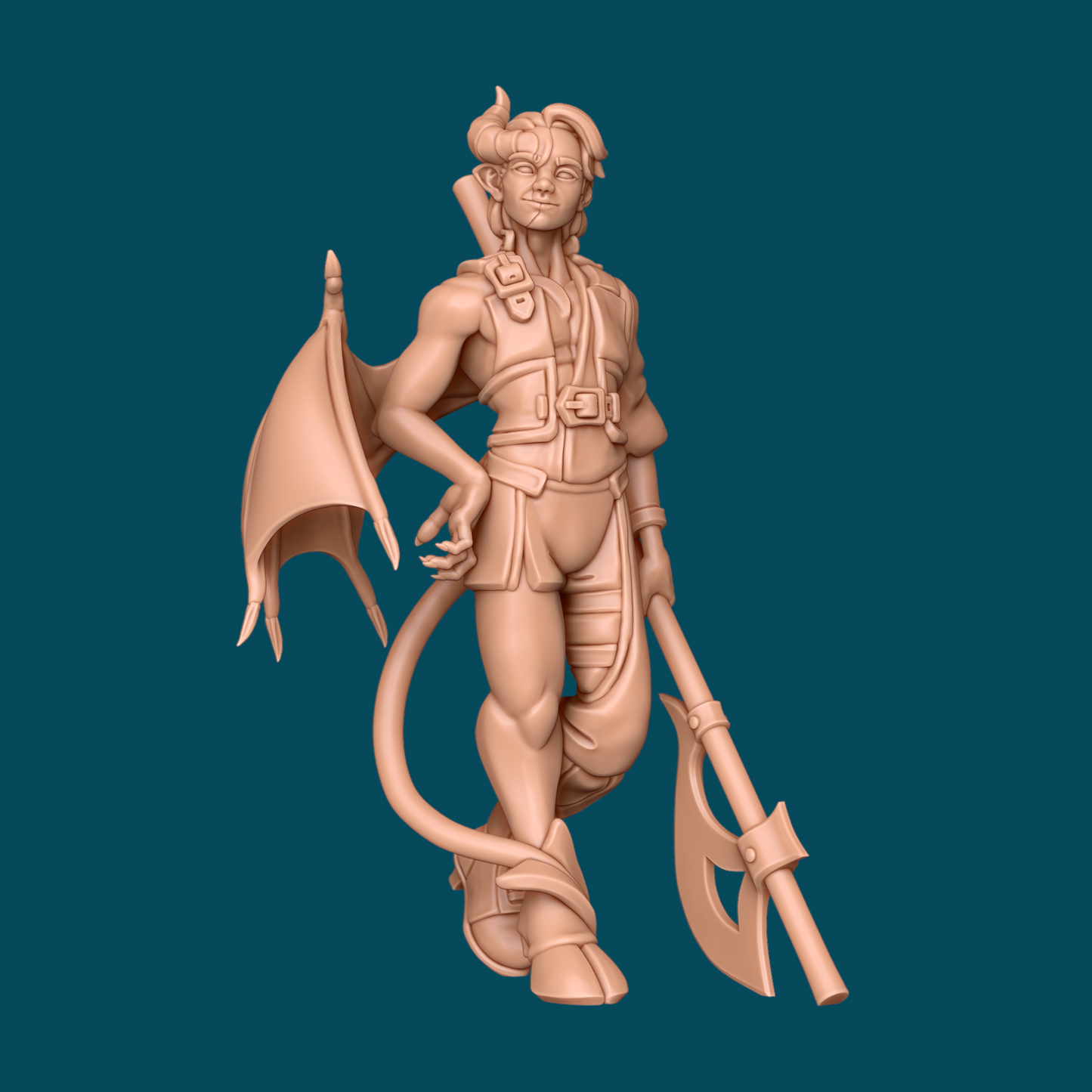 Dara, a Half-Demon Warrior | TTRPG D&D Miniature | Awkward Penguin Minis