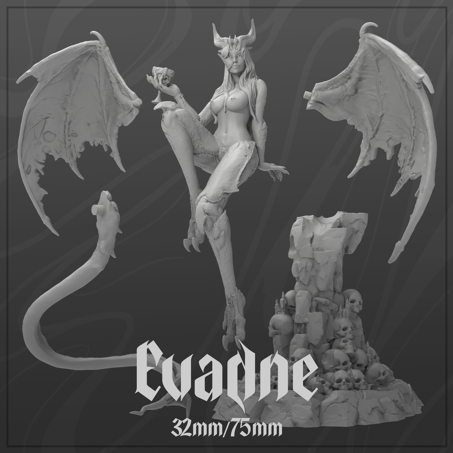 Evadne | Tabletop or Display Scale | D&D TTRPG Fantasy Miniature | Dungeons and Maidens