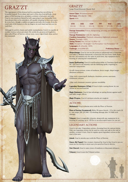 Graz'zt | TTRPG Miniature | Yasashii Kyojin Studio