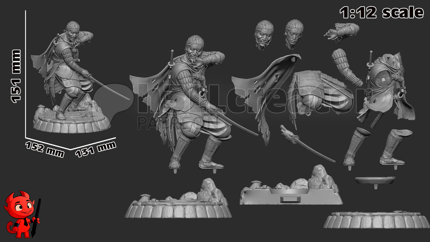 1:12 Shadowed Samurai | Resin Garage Kit Figure Game Fan Art | h3LL creator