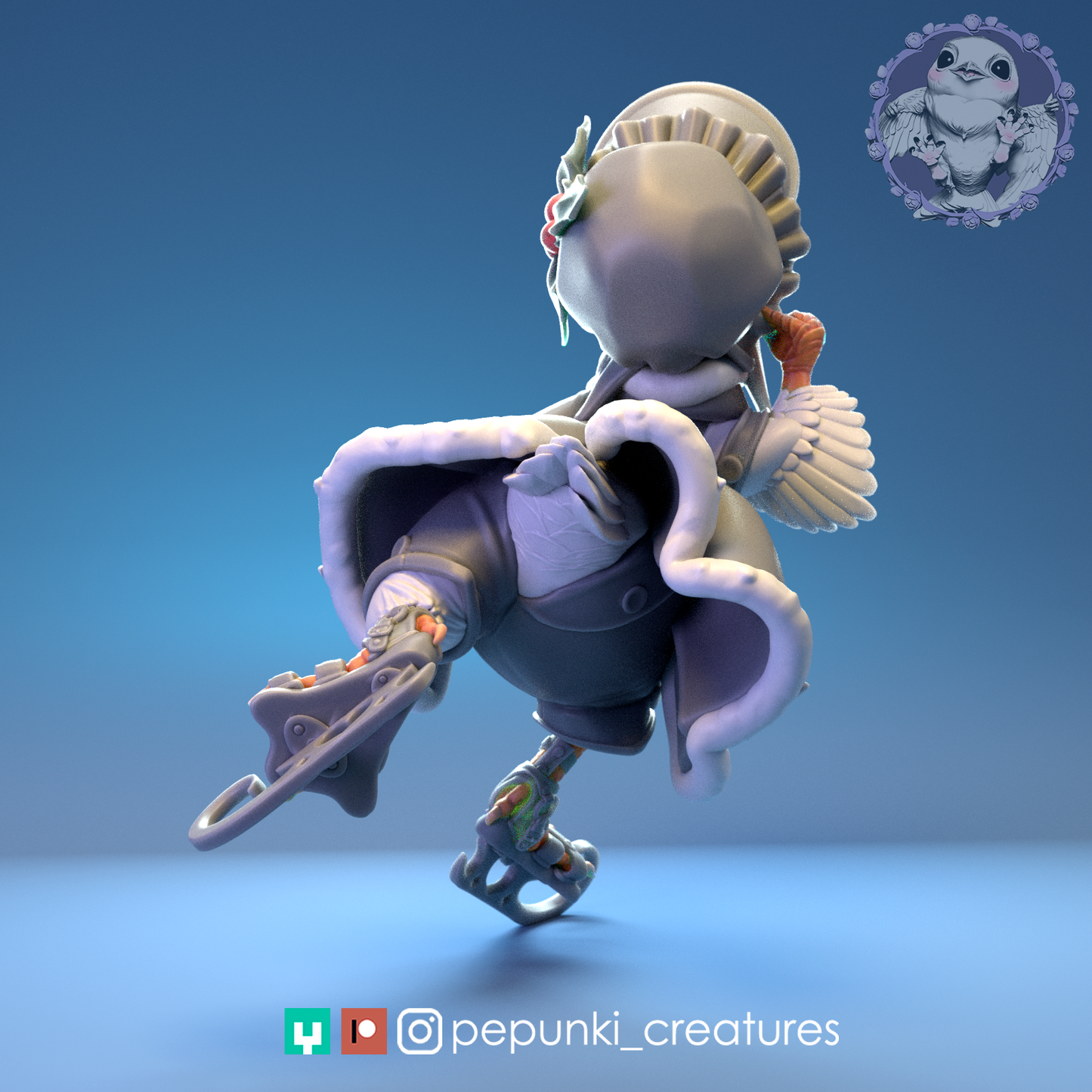 Duck Skates | Tabletop or Display Scale | D&D Humblewood TTRPG Miniature | Pepunki Creatures