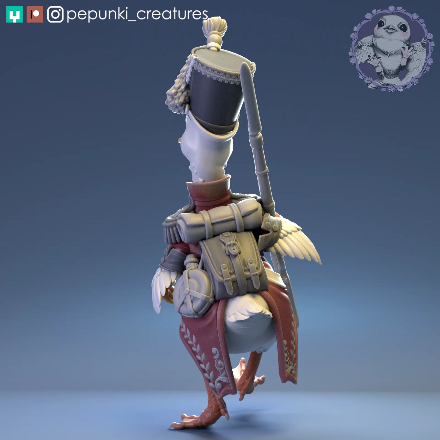 Duck Soldier | Tabletop or Display Scale | D&D Humblewood TTRPG Miniature | Pepunki Creatures