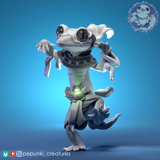 Gecko Mummy | Tabletop or Display Scale | D&D Humblewood TTRPG Miniature | Pepunki Creatures