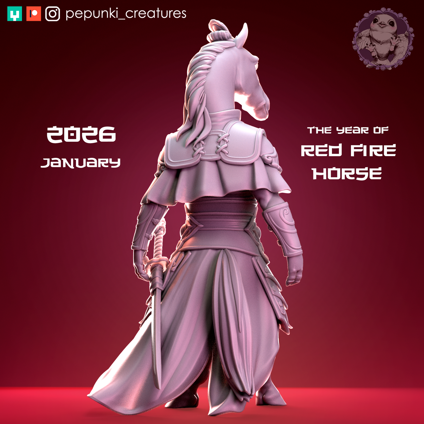 Horse Warrior | Tabletop or Display Scale | D&D Humblewood TTRPG Miniature | Pepunki Creatures
