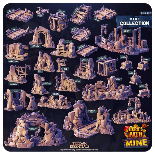 Mines Set | TTRPG Scatter Diorama Dollhouse Miniature | Terrain Essentials