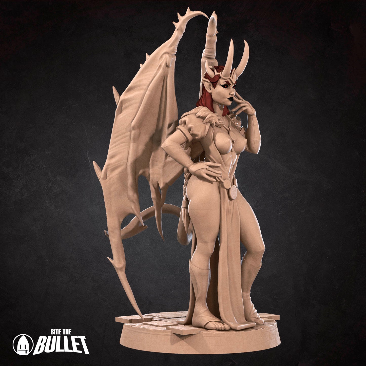Exxotic Meliora, the Cambion Sorceress | Pinup SFW NSFW Versions | Tabletop Gaming Scale Resin Miniature | Bite the Bullet