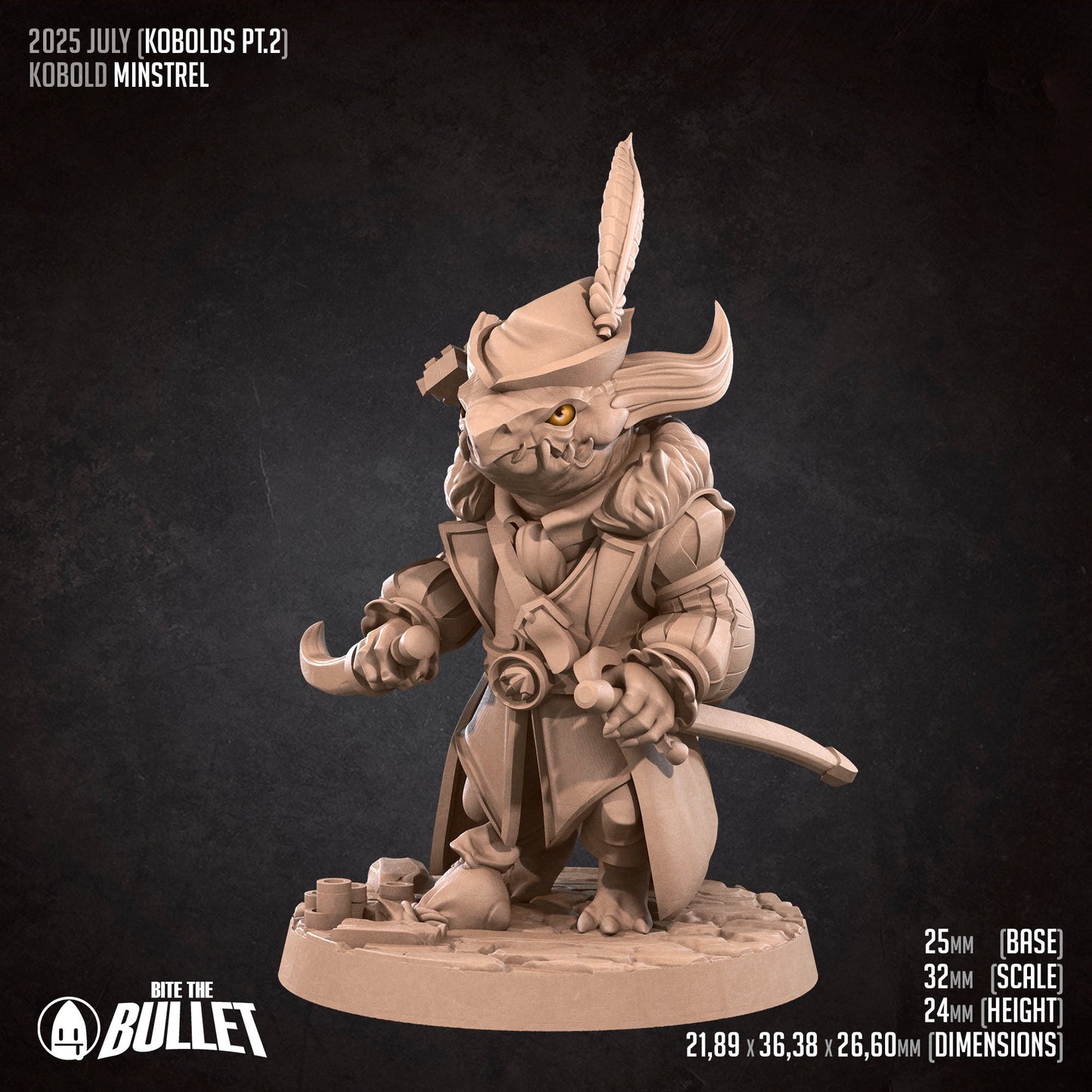 Kobold Minstrel | D&D TTRPG Miniature | Bite the Bullet