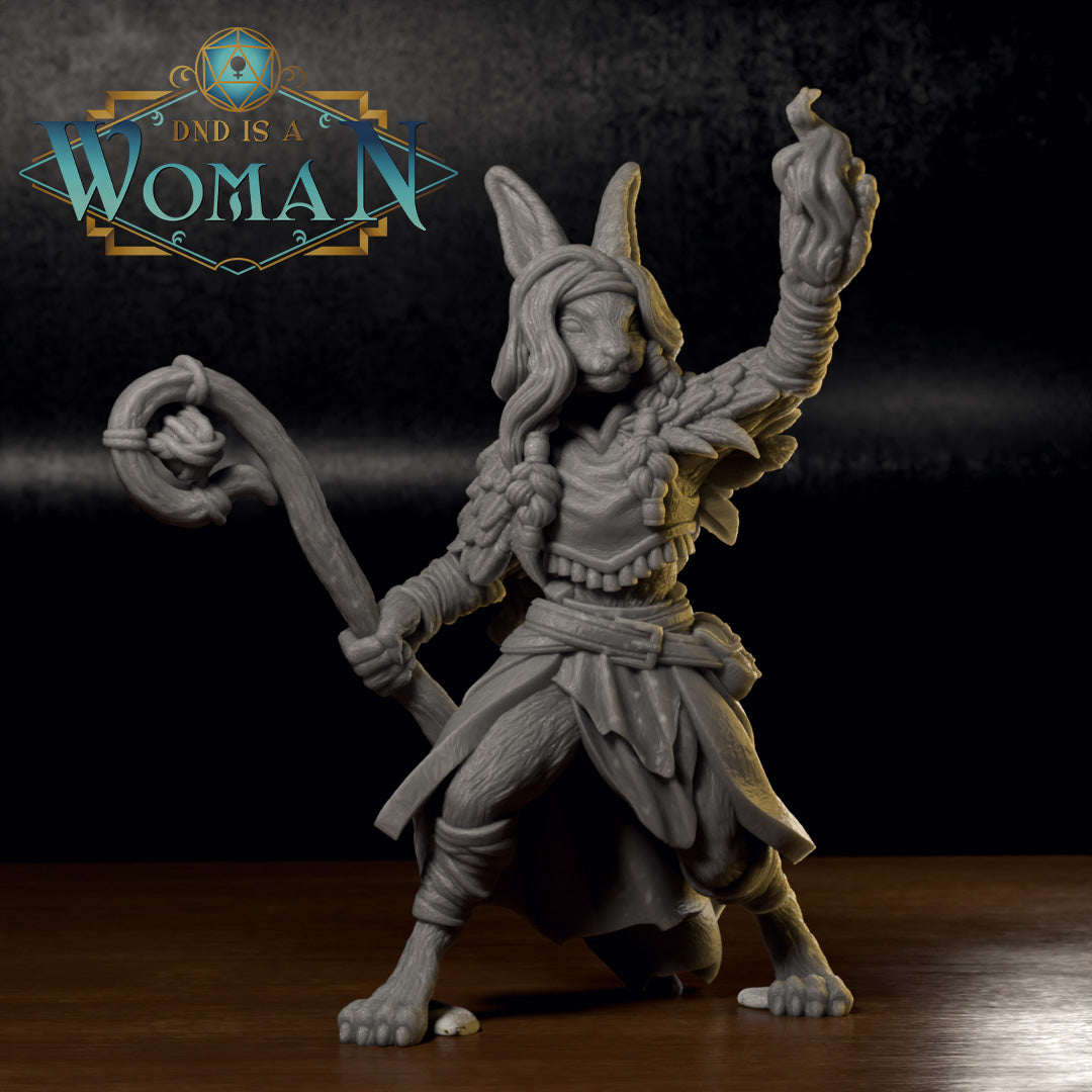 Rabbitfolk Druid Bonnie | D&D TTRPG Miniature | DnD Is A Woman | NO BASE
