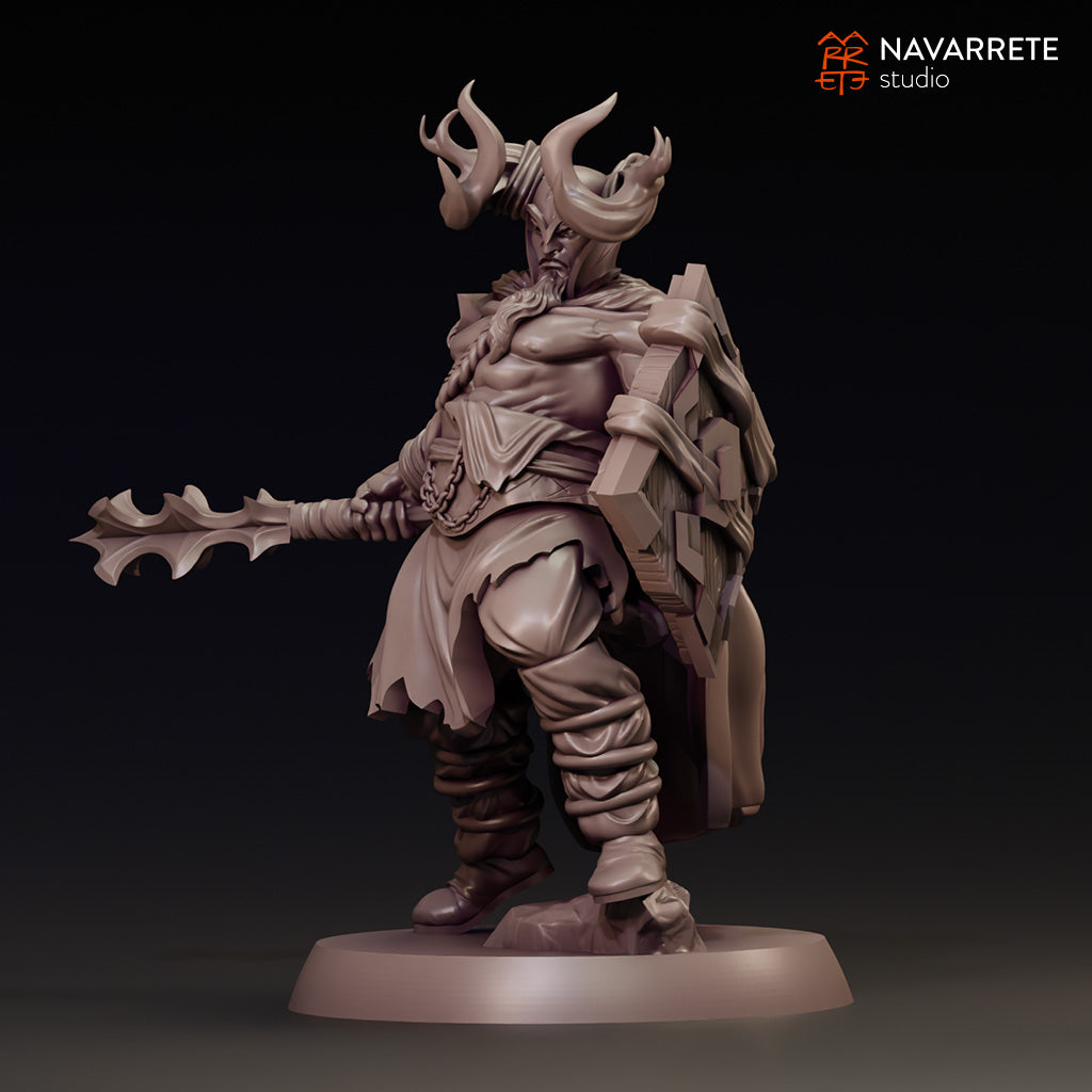 Render of Korvath Reaver of Dorn Khaz tabletop gaming miniature by Tattles Told 3D, featuring detailed armor and weaponry.