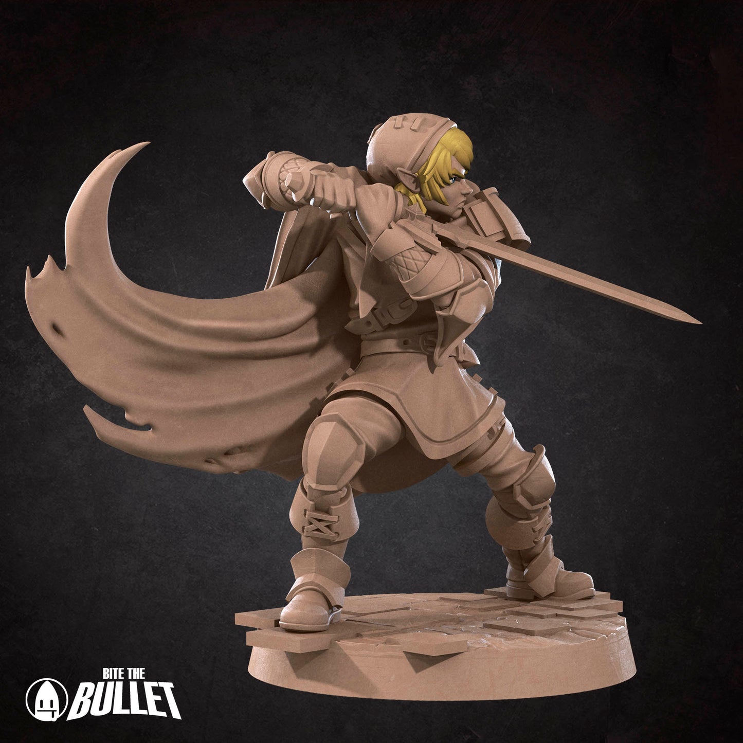 Tattles Told 3D Rinku D&D TTRPG miniature depicting a detailed character with armor and weapon for tabletop gaming.