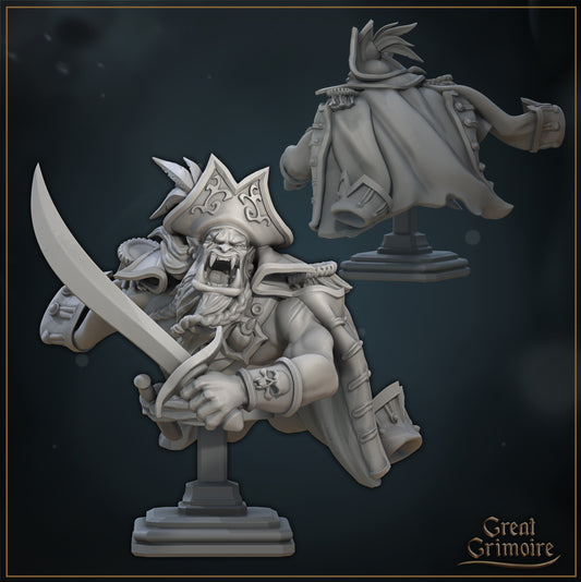 Scarred Orc Pirate and Abyssal Monster | Tides of the Abyss | D&D TTRPG Miniature | Great Grimoire