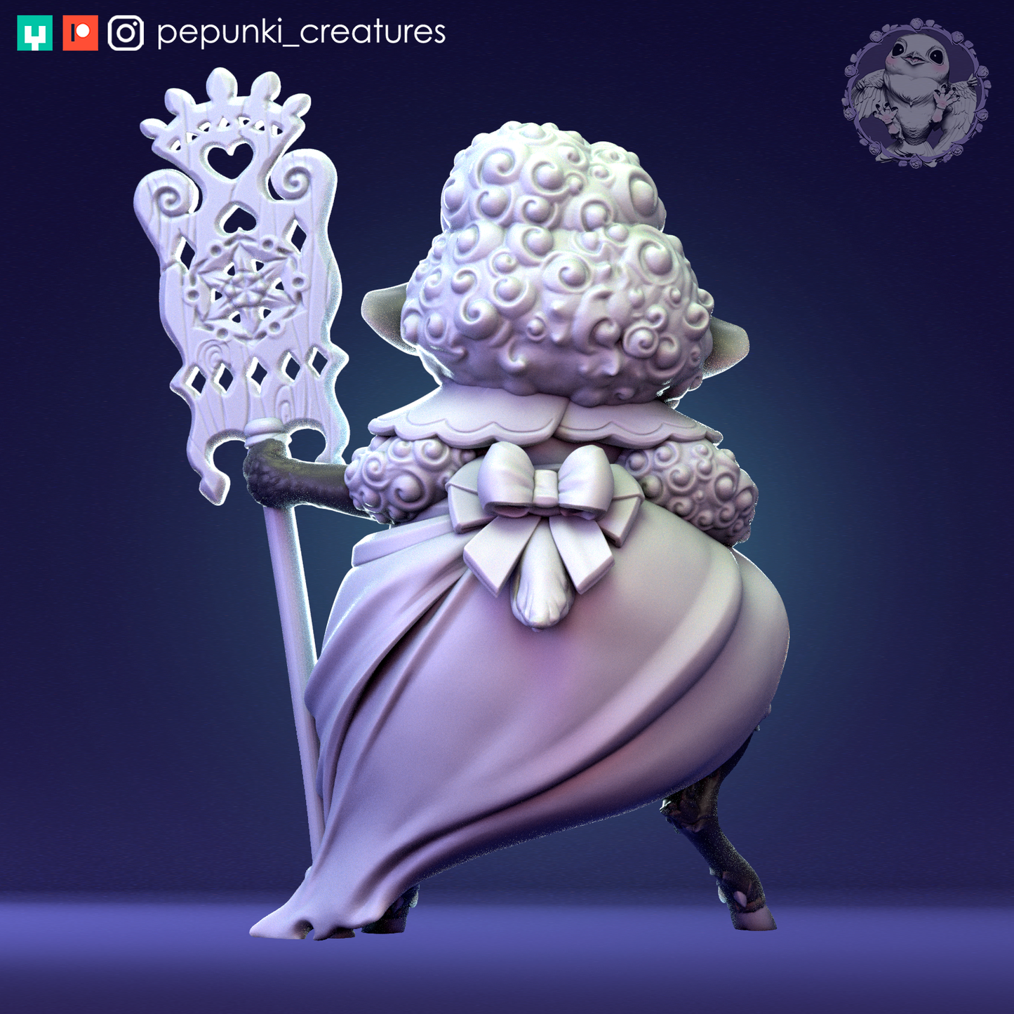 Sheep Lady | Tabletop or Display Scale | D&D Humblewood TTRPG Miniature | Pepunki Creatures