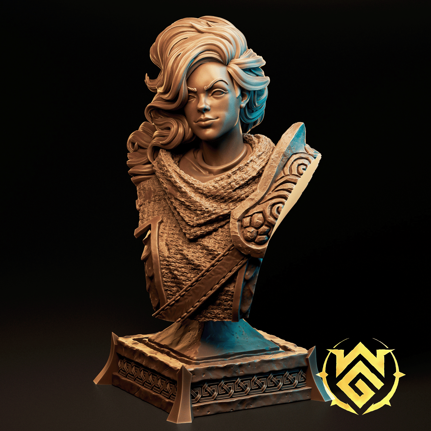 Tattles Told 3D Sloure Gatekeeper TTRPG D&D miniature bust with detailed armor and mystical design for Witchguild adventures.
