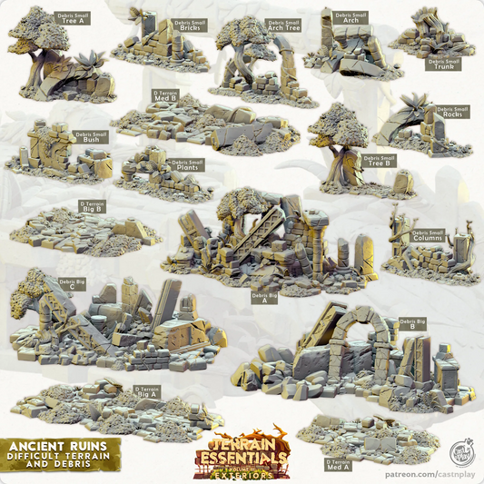 Ancient Ruins Set | TTRPG Scatter Diorama Dollhouse Miniature | Terrain Essentials