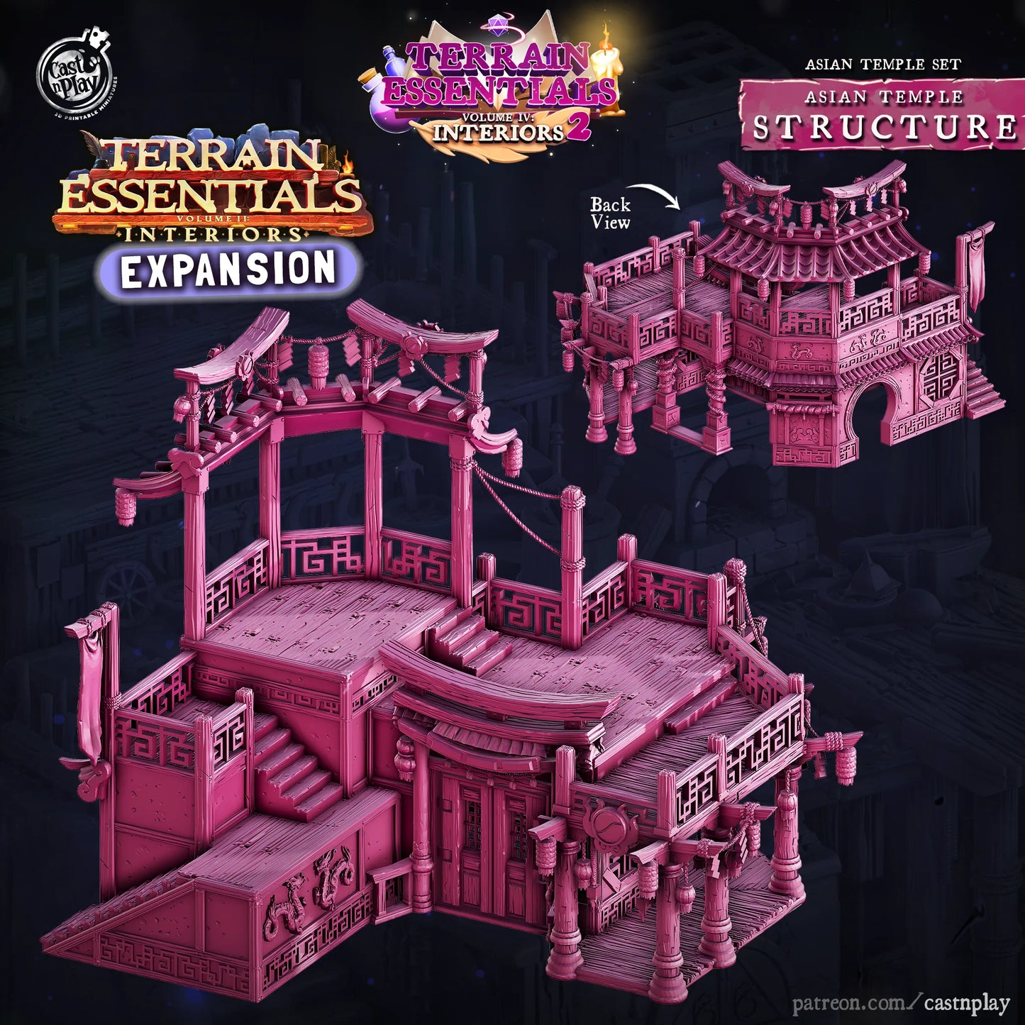 Asian Temple Structure | TTRPG Scatter Diorama Dollhouse Miniature | Terrain Essentials
