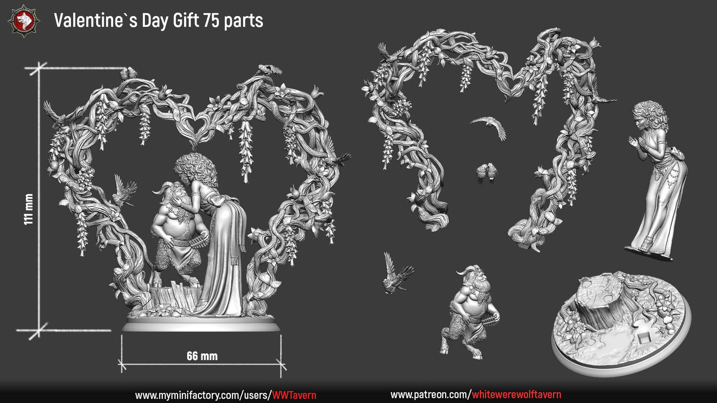 Valentine's Day Faun & Nymph | Gaming or Display Miniature | White Werewolf Tavern