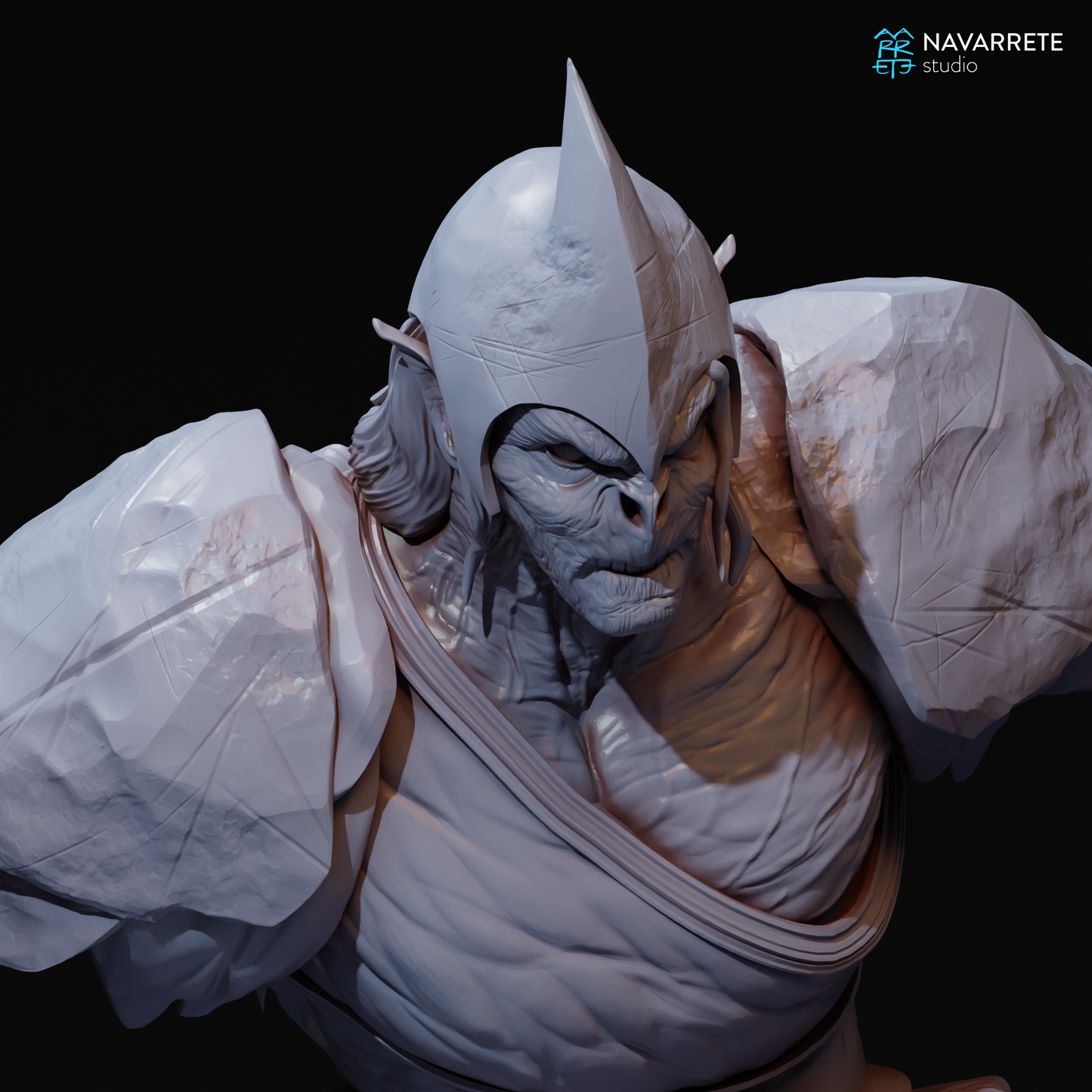 Vrosh2 Snow Orcs tabletop gaming miniature by Tattles Told 3D, detailed orc figure for gaming and display.