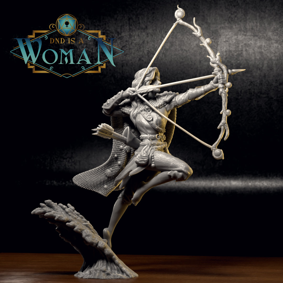 Water Genasi Ranger, Laine | D&D TTRPG Miniature | DnD Is A Woman | NO BASE