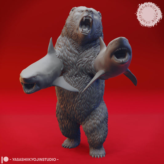 Sharkenbear | TABLETOP SCALE | D&D TTRPG Monster Miniature | Yasashii Kyojin Studio