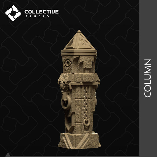 Columns, Pillars, Fire, Dragon Egg, Dwarven, Cathedral, Gem | D&D Scatter Miniature | Collective Studio