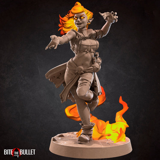 Exotic Ember | Fire Genasi Pinup SFW NSFW Model Miniature | Bite the Bullet