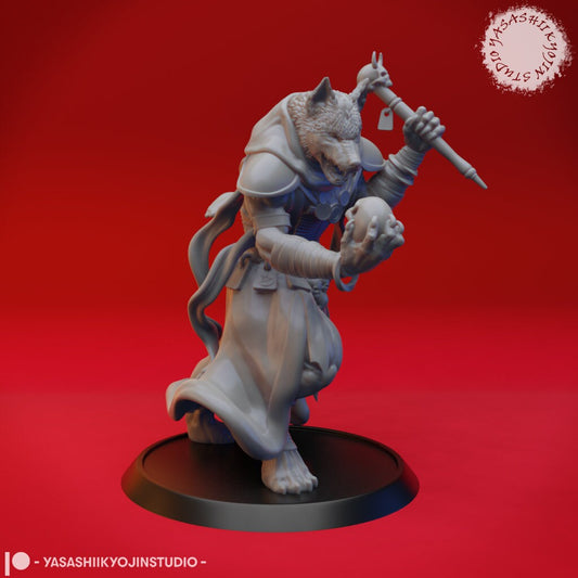 Coyote Necromancer | TABLETOP SCALE | TTRPG Monster Miniature | Yasashii Kyojin Studio