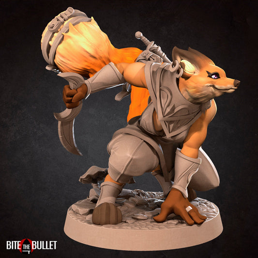 Foxfolk Rogue | TABLETOP SCALE | D&D TTRPG Miniature | Bite the Bullet | Unpainted, Unplated Resin 8k