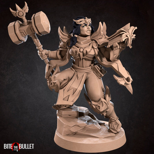 Human Cleric, Loretta | TABLETOP SCALE | D&D TTRPG Miniature | Bite the Bullet | Unpainted, Unplated Resin 8k