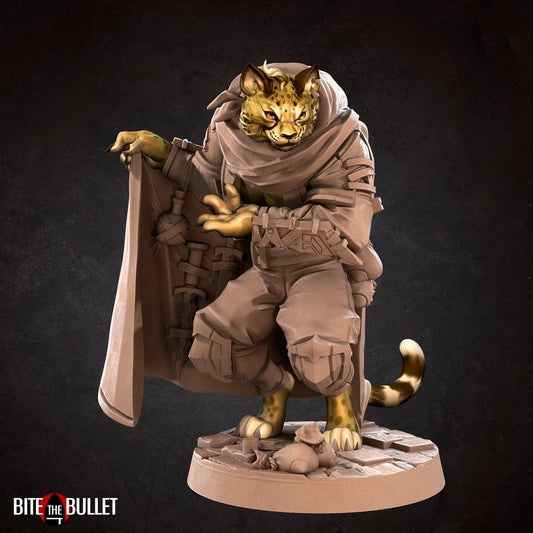 Smuggler Tabaxi | TABLETOP SCALE | D&D TTRPG Miniature | Bite the Bullet | Unpainted, Unplated Resin 8k