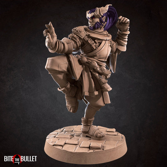 Tiefling Monk | TABLETOP SCALE | D&D TTRPG Miniature | Bite the Bullet | Unpainted, Unplated Resin 8k