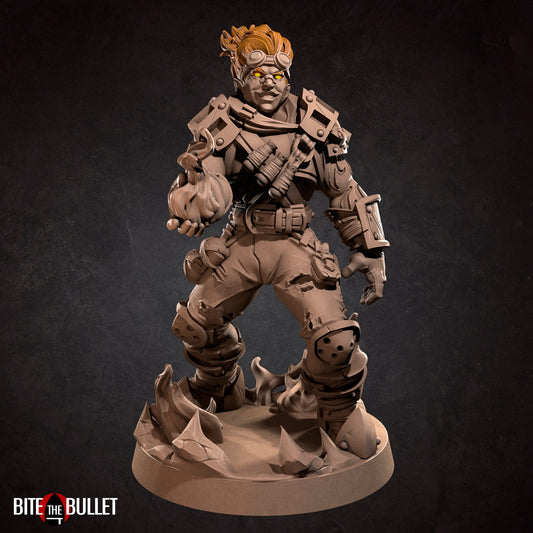 Fire Genasi Artificer | TABLETOP SCALE | D&D TTRPG Miniature | Bite the Bullet | Unpainted, Unplated Resin 8k