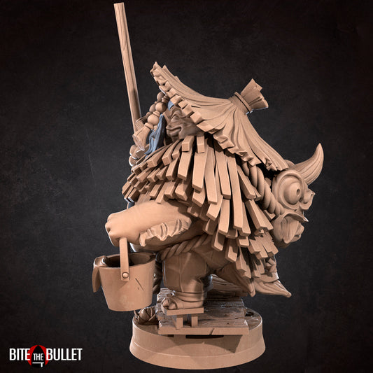 Temple Janitor | TABLETOP SCALE | D&D TTRPG Miniature | Bite the Bullet | Unpainted, Unplated Resin 8k