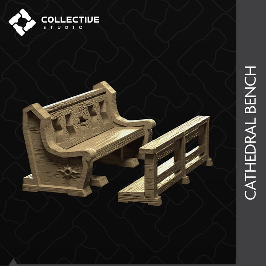 Cathedral Bench Pew | D&D Scatter Miniature | Collective Studio