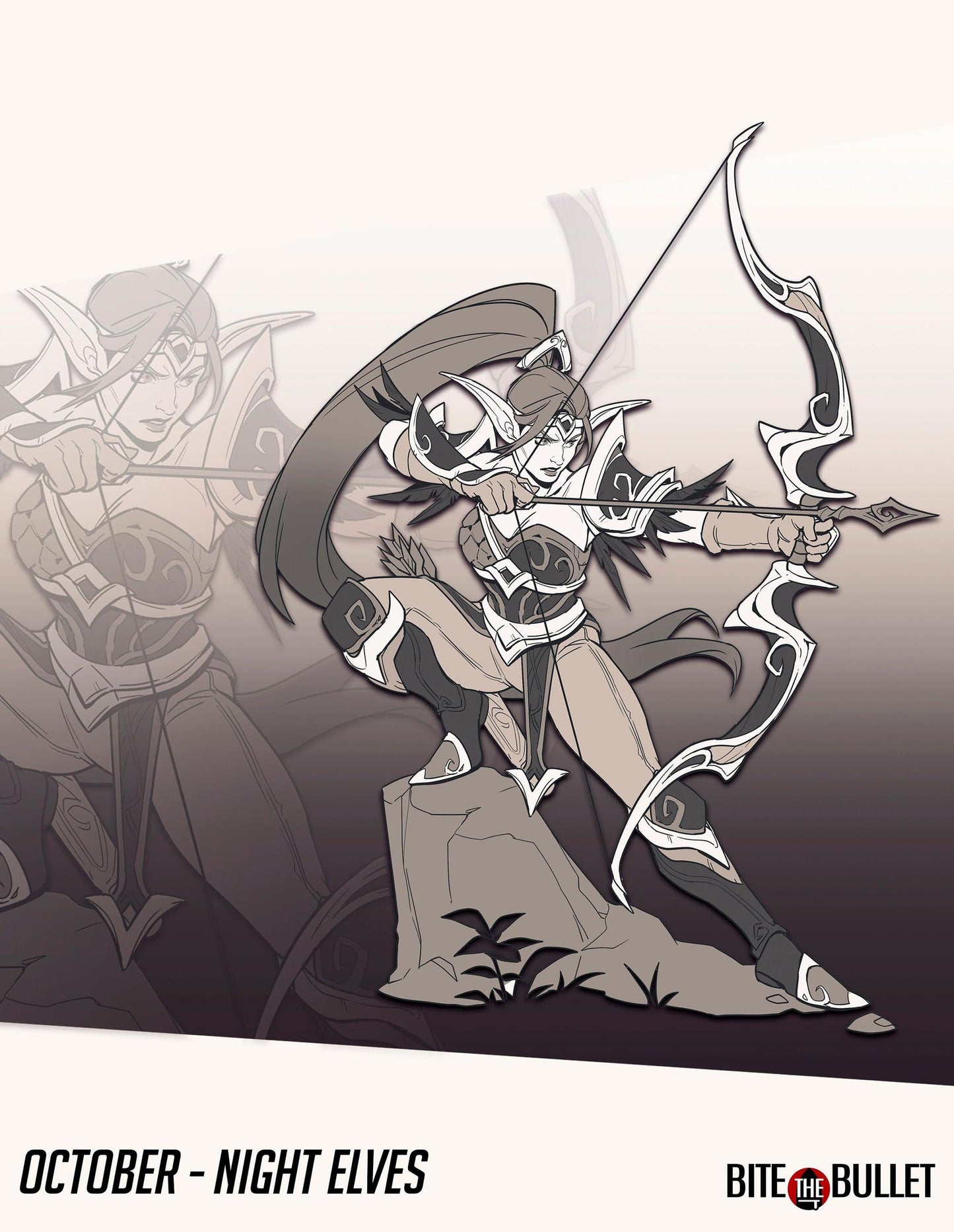 Moon Elf Ranger | TABLETOP SCALE | D&D TTRPG Miniature | Bite the Bullet | Unpainted, Unplated Resin 8k