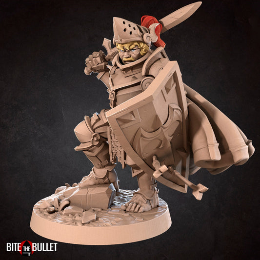 Halfling Paladin | TABLETOP SCALE | D&D TTRPG Miniature | Bite the Bullet | Unpainted, Unplated Resin 8k