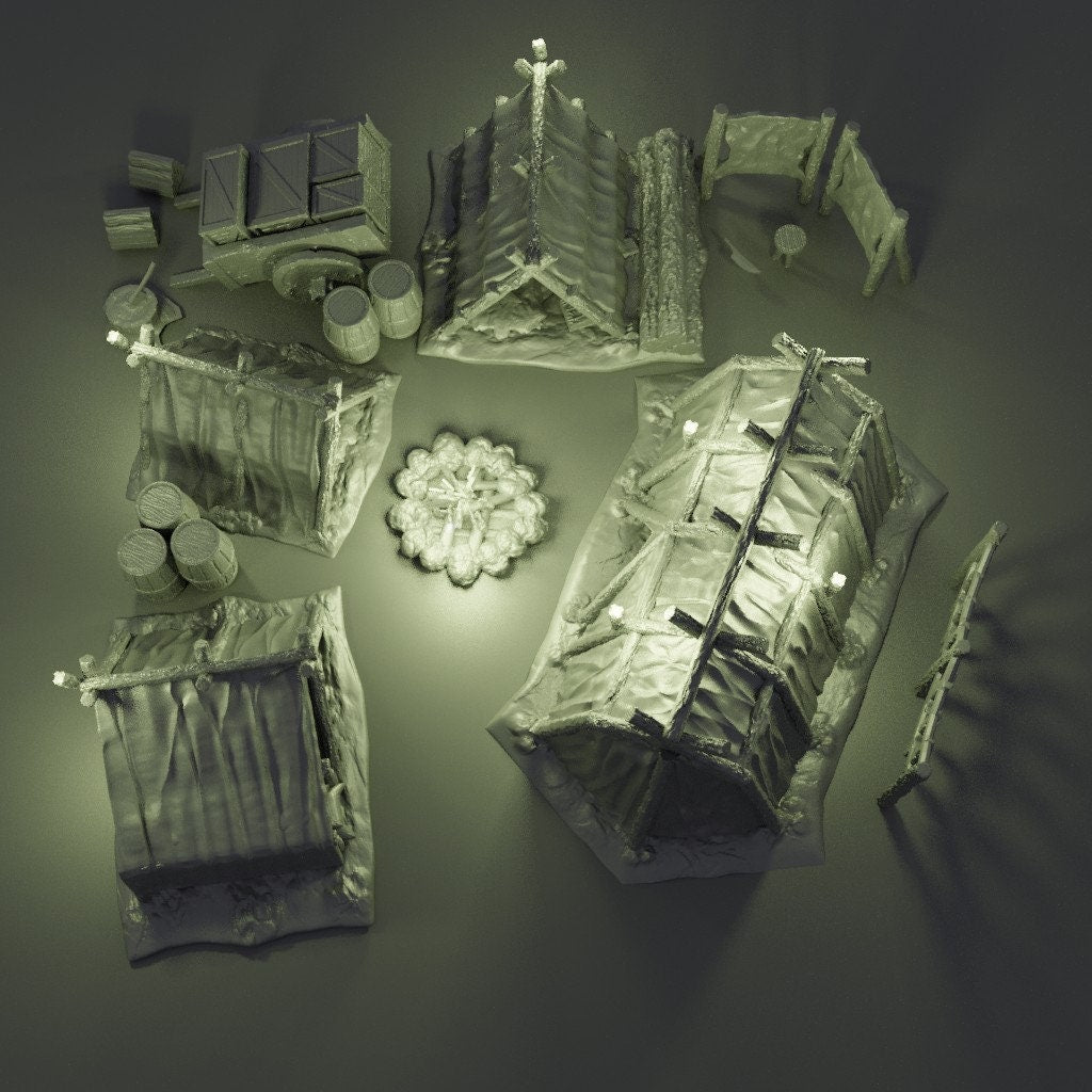 Adventurer's Campsite | D&D TTRPG Wargame Terrain Playable 3D Printed Building | MiniatureLand